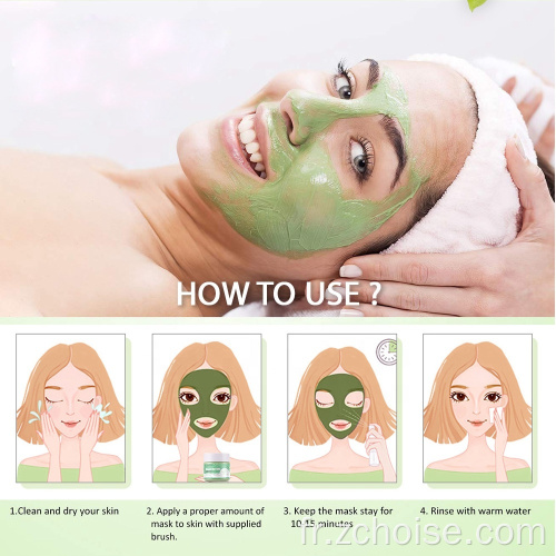 masque de boue d&#39;argile pour le visage anti-acné au thé vert